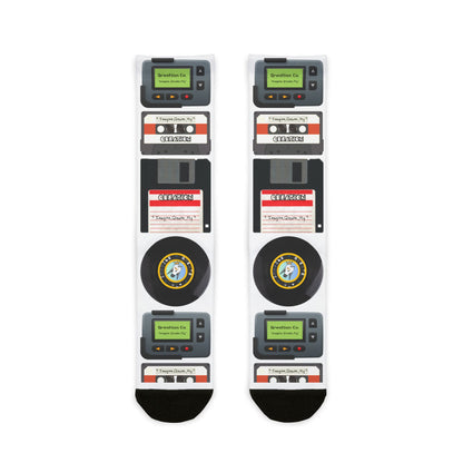 "Rewind Time" Gen X Nostalgia Crew Socks - Fun Gift Idea