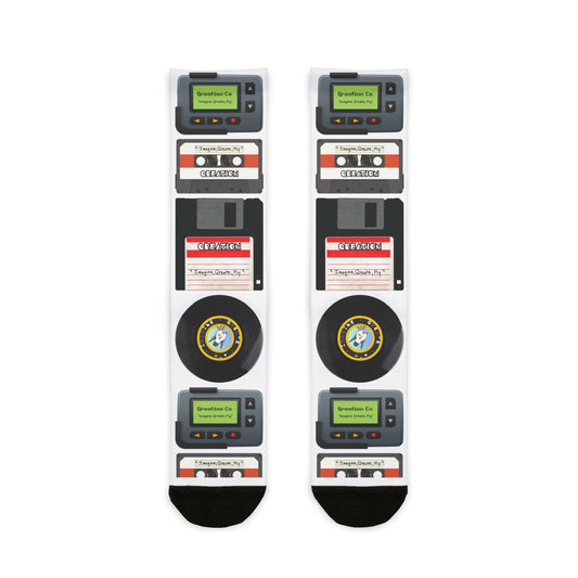 "Rewind Time" Gen X Nostalgia Crew Socks - Fun Gift Idea